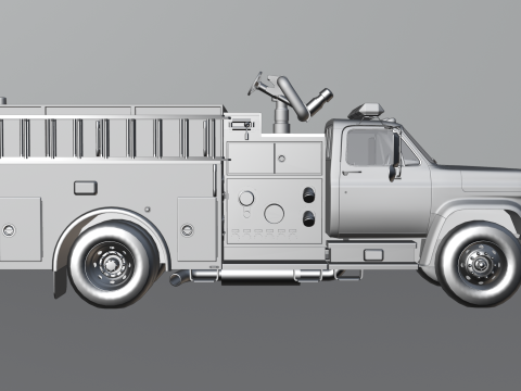 Vintage Fire Truck High Detail 3D Модель