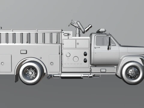 Vintage Fire Truck High Detail 3D Model