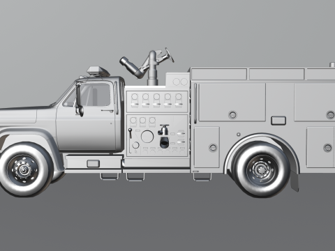 Vintage Fire Truck High Detail 3D Модель