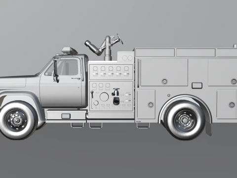 Vintage Fire Truck High Detail 3D Model