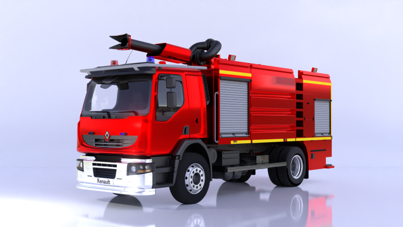 Renault Fire Truck 3D Model .c4d .max .obj .3ds .fbx .stl .blend