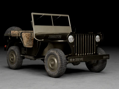 US Army Willys MB Jeep Military Vehicle 3D Model