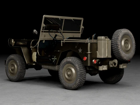 US Army Willys MB Jeep Military Vehicle 3D Model