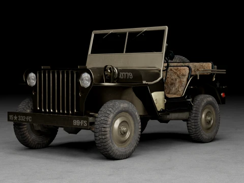US Army Willys MB Jeep Military Vehicle 3D Model