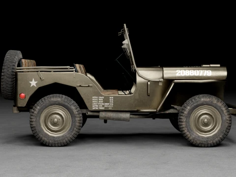 US Army Willys MB Jeep Military Vehicle 3D Model