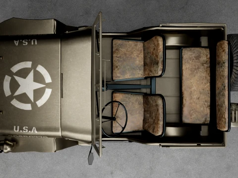 US Army Willys MB Jeep Military Vehicle 3D Model