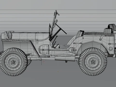 US Army Willys MB Jeep Military Vehicle 3D Model