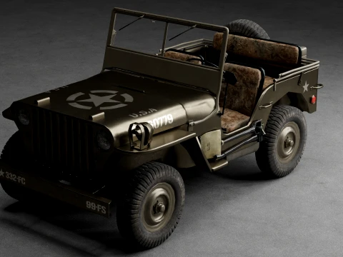 US Army Willys MB Jeep Military Vehicle 3D Model
