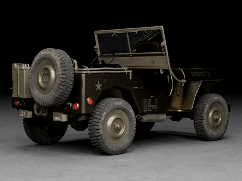 US Army Willys MB Jeep Military Vehicle 3D Model