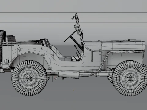 US Army Willys MB Jeep Military Vehicle 3D Model