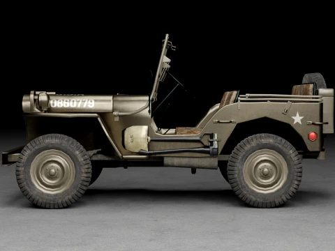 US Army Willys MB Jeep Military Vehicle 3D Model
