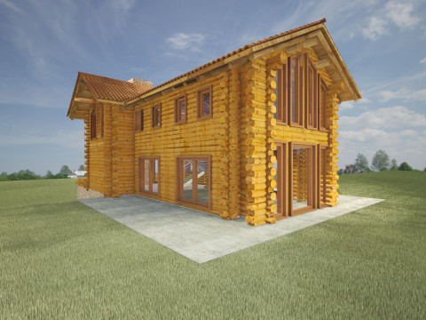 Log house villa exterior render setup 3D 모델