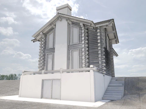 Налаштування візуалізації екстер&rsquo;єру вілли з колод 3D Модель
