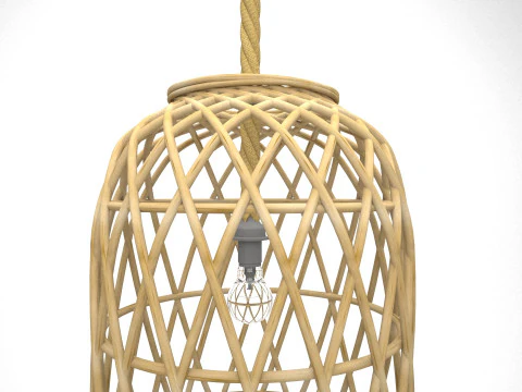 Ethnic Wicker Outdoor Ceiling Lamp 3D Model