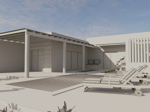 Modern Luxury Villa on Volcanic Island - Exterior 3D 모델