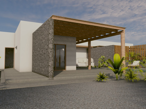 Modern Luxury Villa on Volcanic Island - Exterior 3D 모델