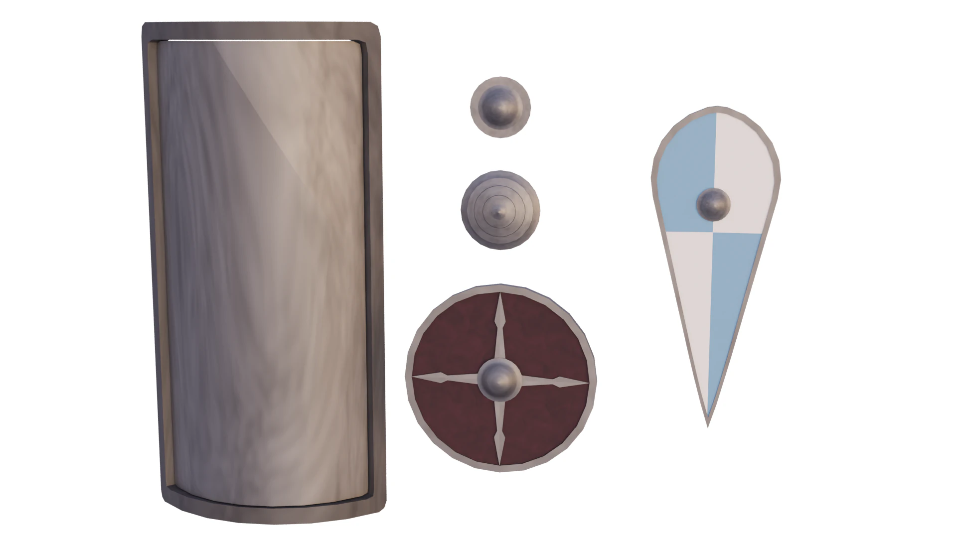 Низкополигональные средневековые щиты 3D Модель .c4d .max .obj .3ds .fbx .stl .blend 