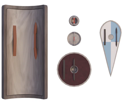 Низкополигональные средневековые щиты 3D Модель