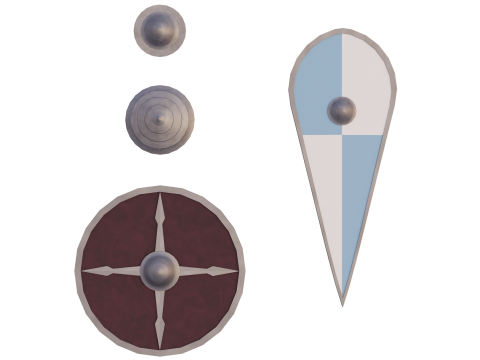 Lowpoly Medieval Shields Modèle 3D
