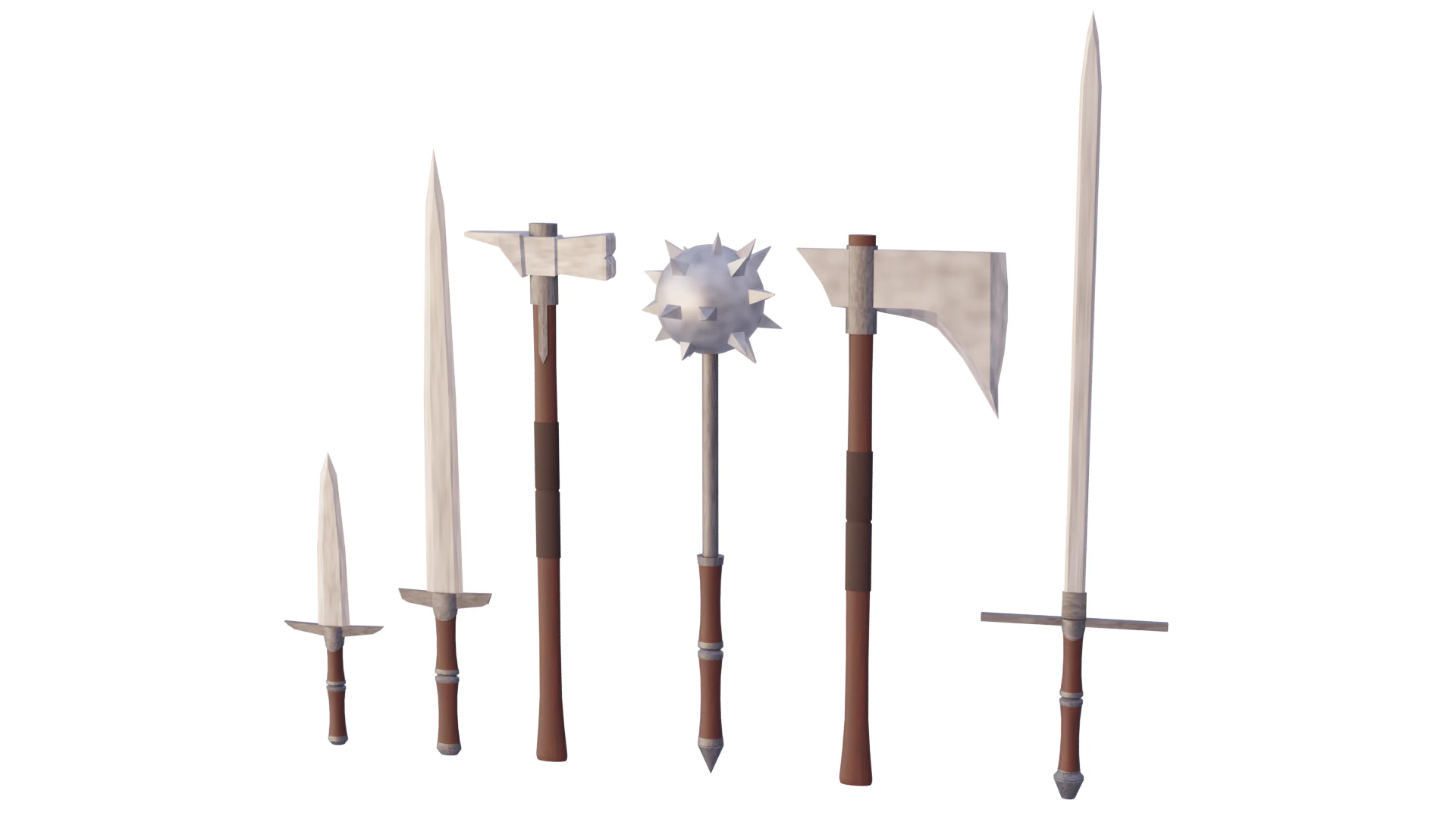 Pacote b&aacute;sico de armas lowpoly Modelo 3D .c4d .max .obj .3ds .fbx .stl .blend 