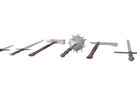 Pacote b&aacute;sico de armas lowpoly Modelo 3D