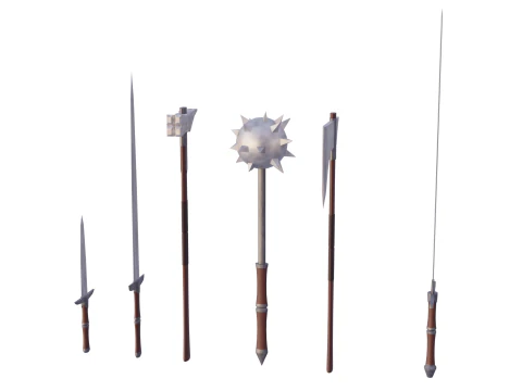 Pacote b&aacute;sico de armas lowpoly Modelo 3D