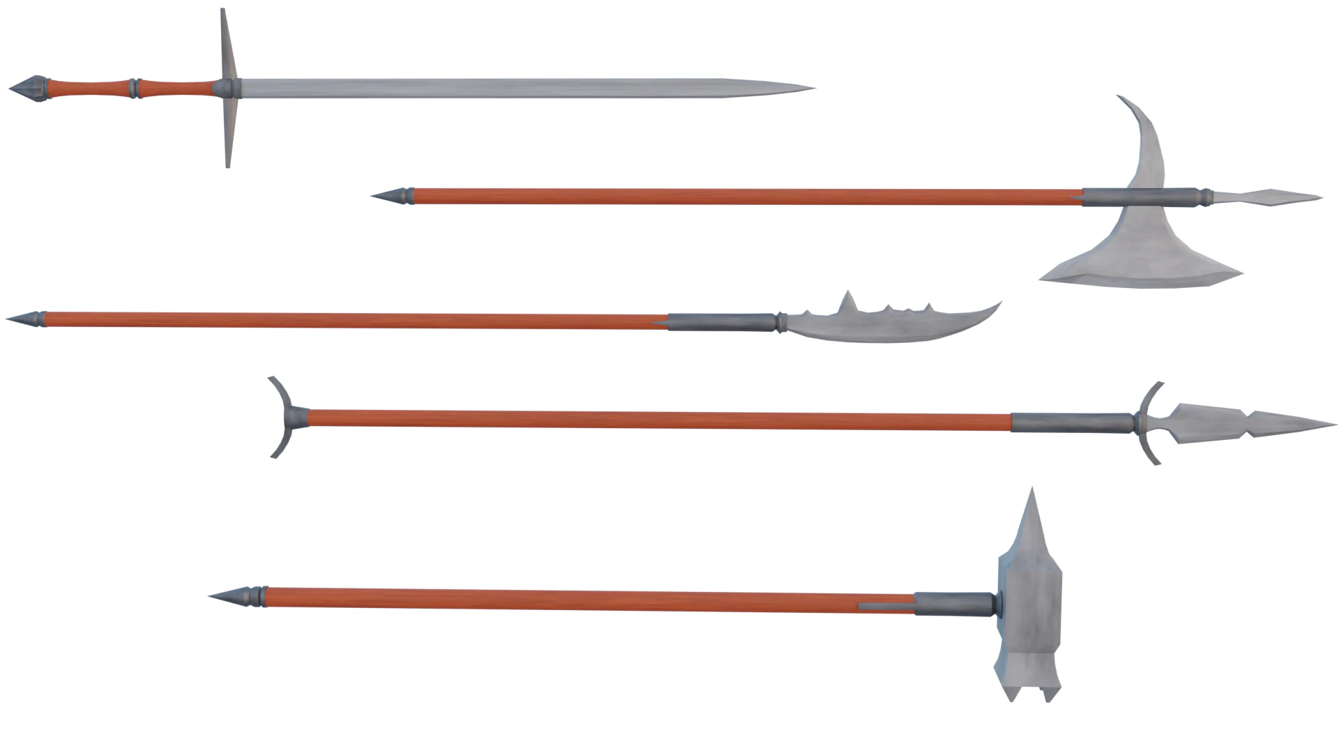 Two handed melee pack 3D Model .c4d .max .obj .3ds .fbx .stl .blend 