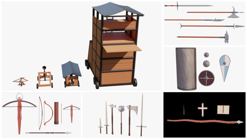 Medieval assets pack 3D 模型 .c4d .max .obj .3ds .fbx .stl .blend 