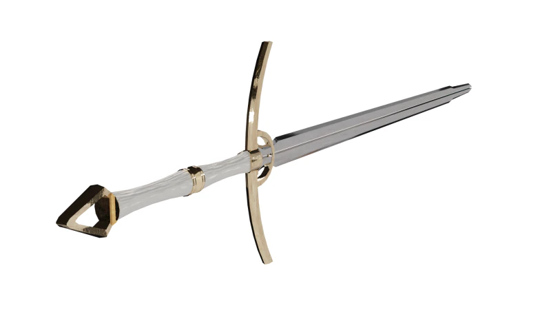 ゴールドとアイボリーのグレートソード ローポリ 3Dモデル .c4d .max .obj .3ds .fbx .stl .blend 