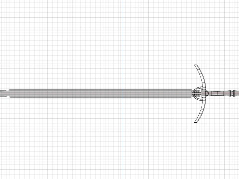 ゴールドとアイボリーのグレートソード ローポリ 3Dモデル