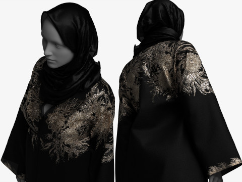Hijab and Abaya Fitted to Gen8 Body Mesh 3D 模型