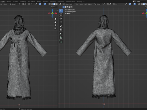 Hijab and Abaya Fitted to Gen8 Body Mesh 3D 模型
