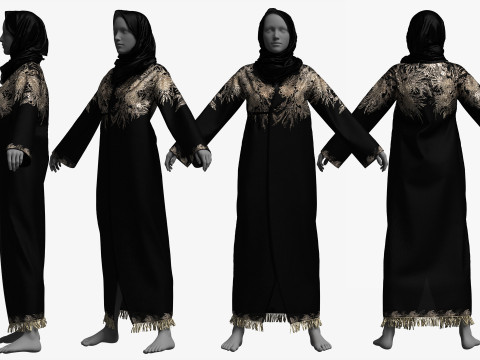 Hijab and Abaya Fitted to Gen8 Body Mesh 3D 模型
