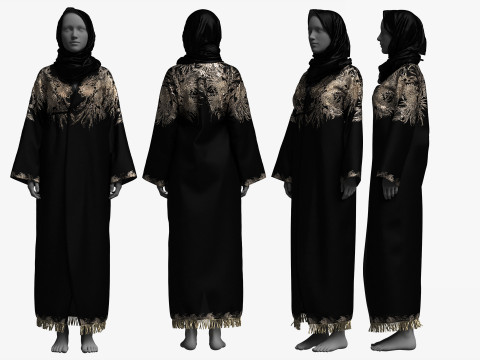 Hijab and Abaya Fitted to Gen8 Body Mesh 3D 模型