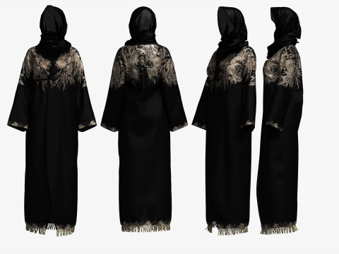 Hijab and Abaya Fitted to Gen8 Body Mesh 3D 模型