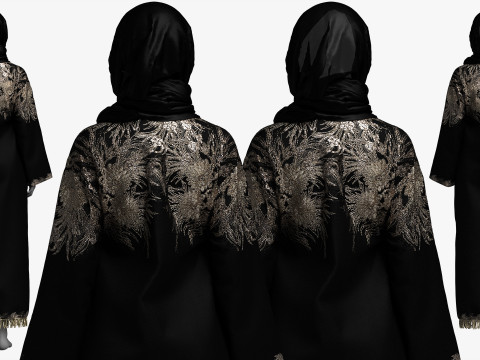 Hijab and Abaya Fitted to Gen8 Body Mesh 3D 模型
