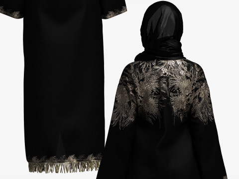 Hijab and Abaya Fitted to Gen8 Body Mesh 3D 模型