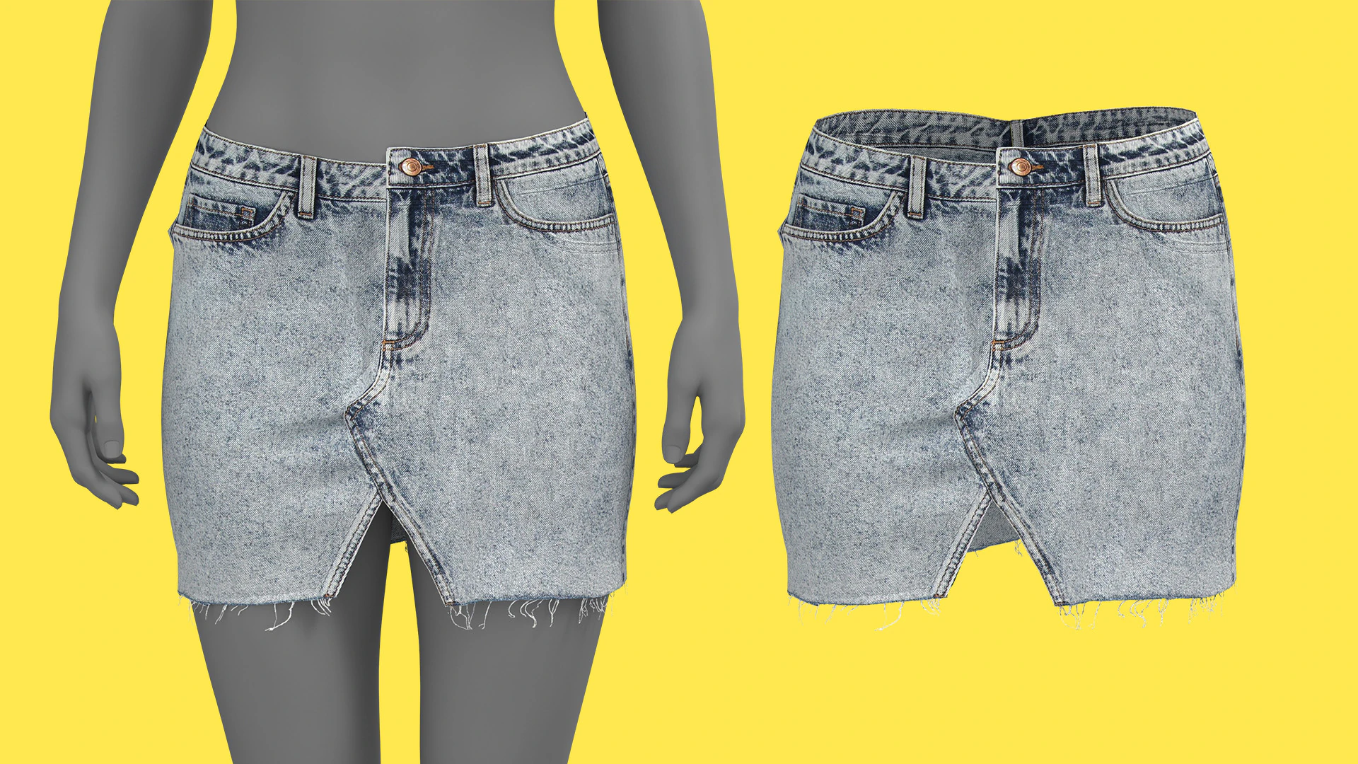 Asymmetric Denim Skirt 3D Model .c4d .max .obj .3ds .fbx .stl .blend