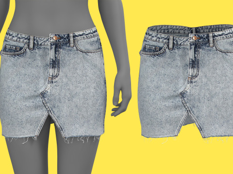 Asymmetric Denim Skirt 3D मॉडल