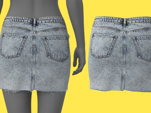 Asymmetric Denim Skirt 3D Model