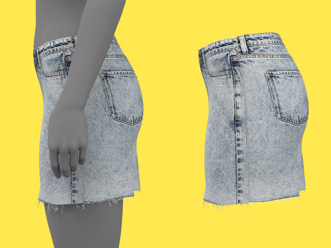Asymmetric Denim Skirt Model 3D
