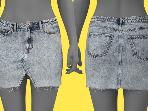Asymmetric Denim Skirt Model 3D