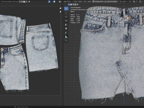 Asymmetric Denim Skirt 3D Model