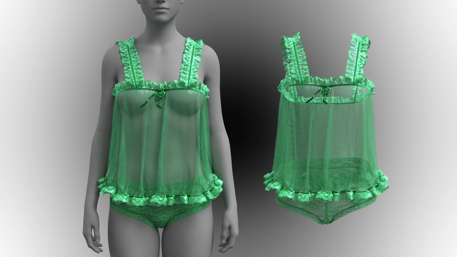 Baby-Green Babydoll 3D Model .c4d .max .obj .3ds .fbx .stl .blend 