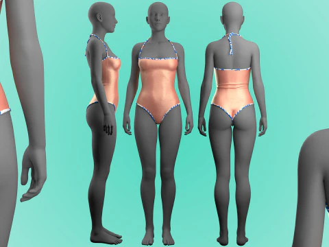 एक-टुकड़ा स्नान सूट 3D मॉडल
