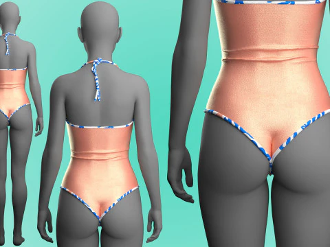 एक-टुकड़ा स्नान सूट 3D मॉडल