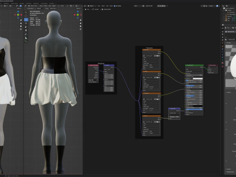 Black Corsette White Baloon Skirt with Rubber Boots 3D Model