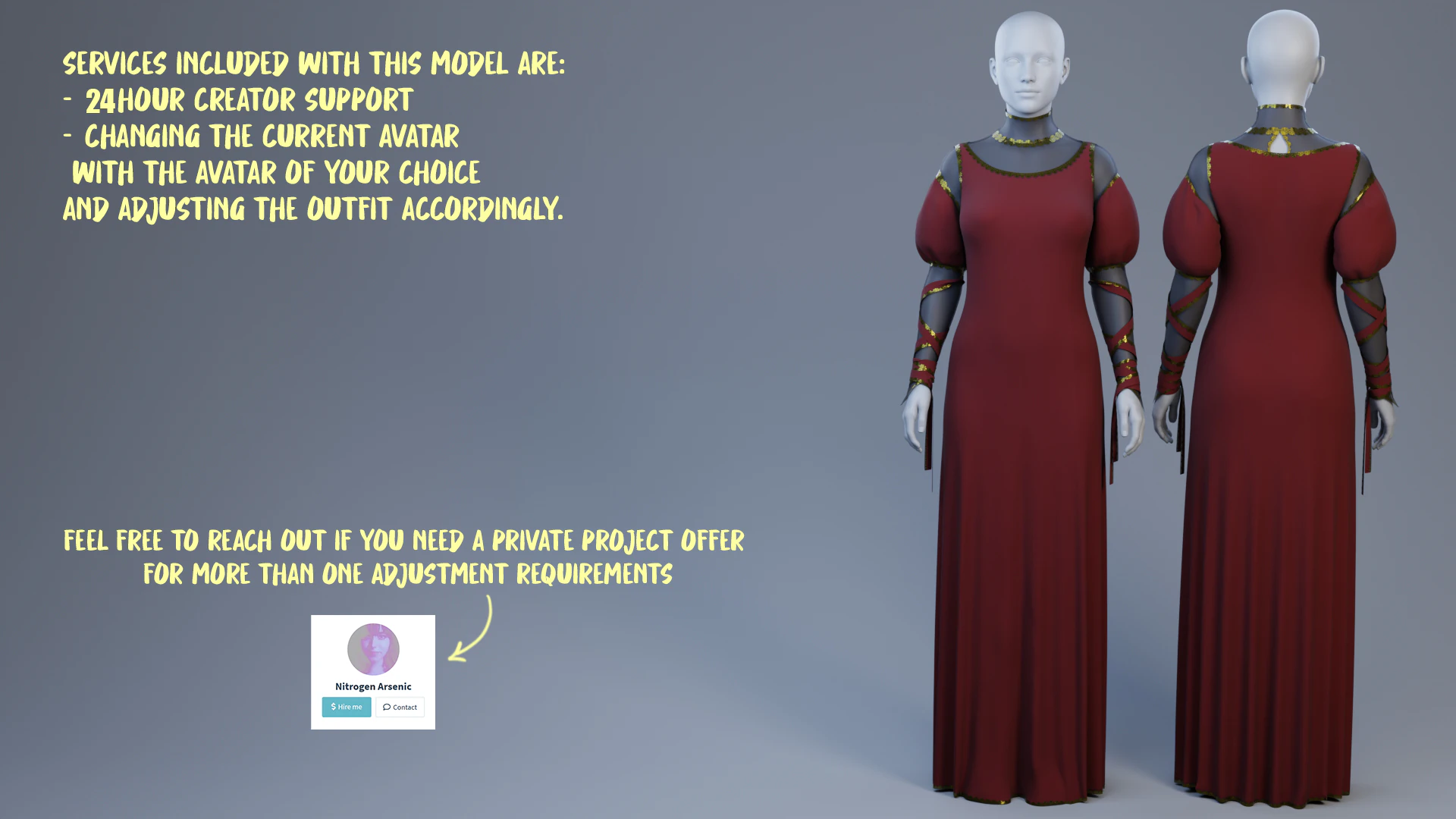 Blood-Red Velvet Medieval Dress -Clean Quad Topology- 3D Model .c4d .max .obj .3ds .fbx .stl .blend 