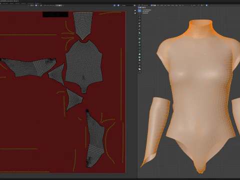 Blood-Red Velvet Medieval Dress -Clean Quad Topology- 3D Model