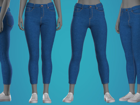 Blue Jean Fitted to Gen8 Body Mesh 3D Model